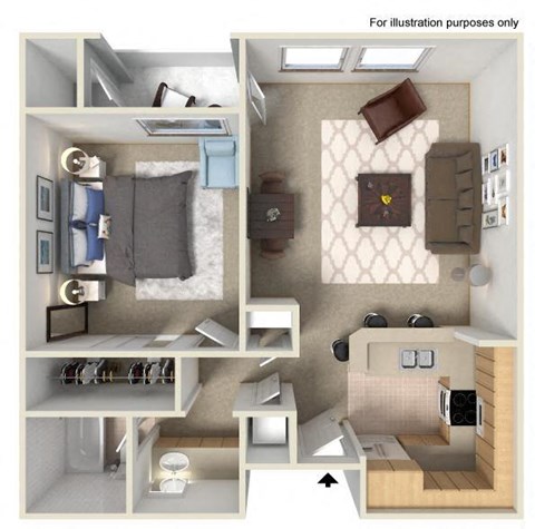 1 bed 1 bath floor plan G at Nobel Court, California, 92122